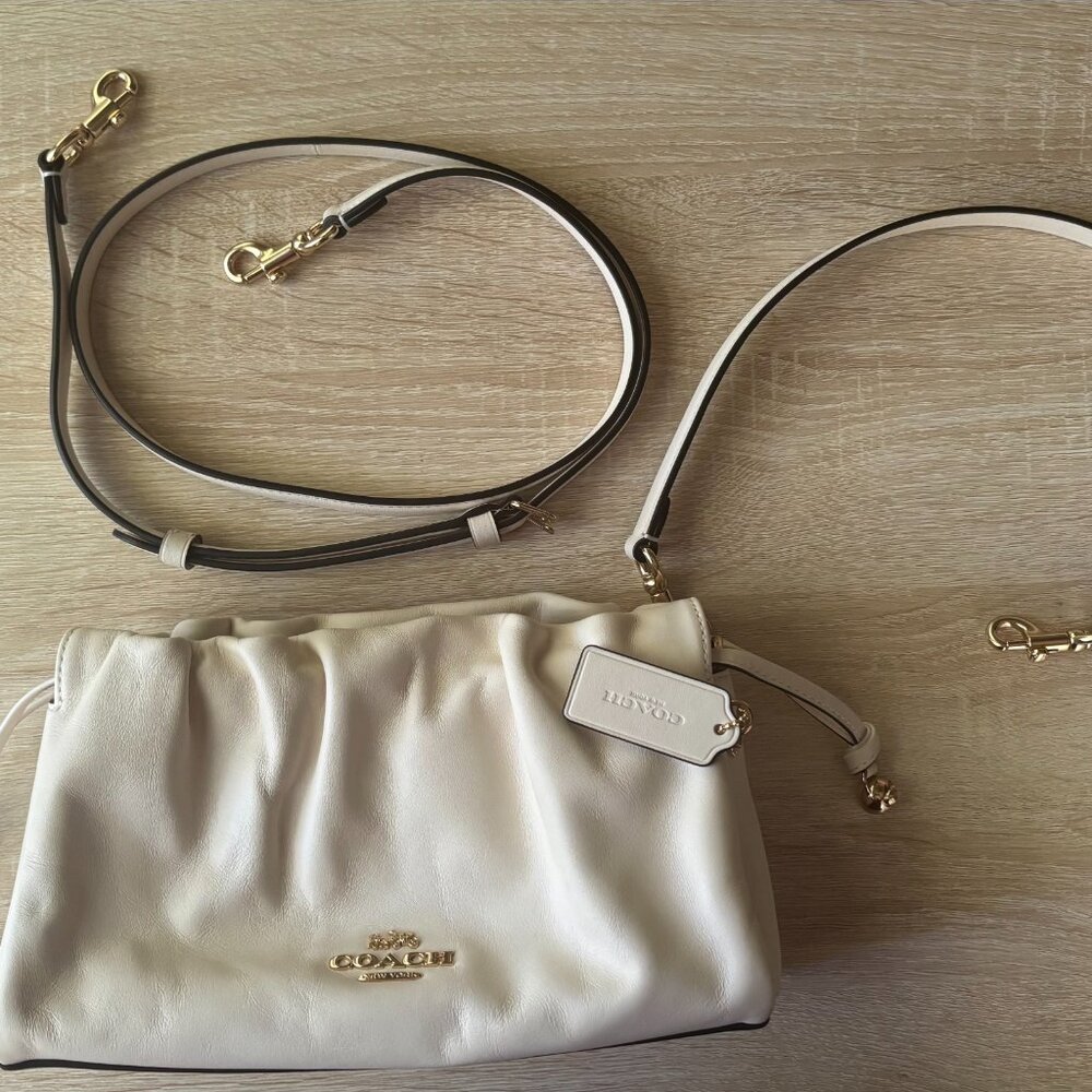Coach Chalk (White) Faye Shoulder Bag With Ruching